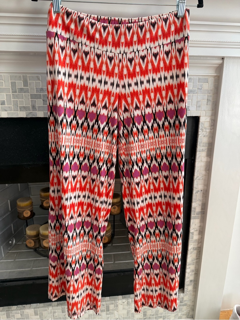 Women's Printed Wide-Leg Pants - Orange & Purple Ikat